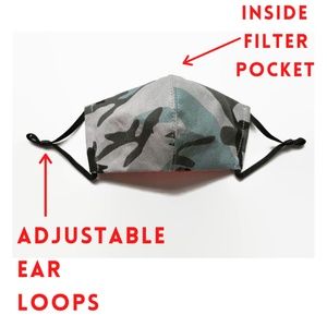 Adjustable Face Mask with Filter Pocket - Camo